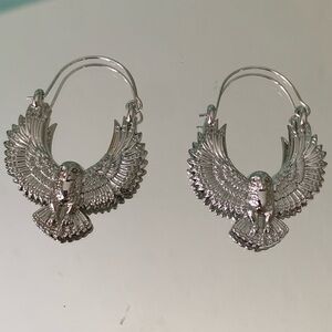 NIB Wild Is The Witch Silver Owl Hoop Earrings Goth Fantasy Cosplay Halloween